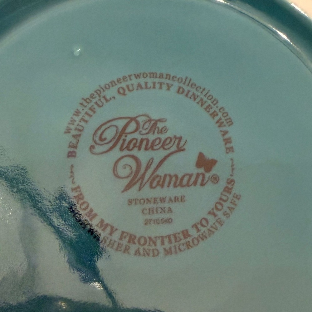 Pioneer Woman Cowgirl Lace Set of 3 Teal Floral Embossed Stoneware Bowls 6" - Picture 3 of 6